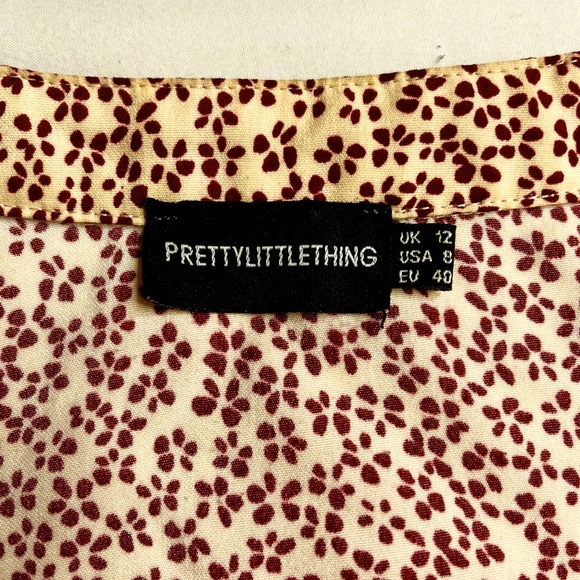 Pretty Little Thing, Two Piece Skort Set, Red floral print/cream colour fabric - Picture 3 of 5